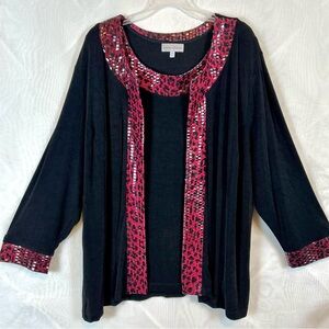 Draper & Damon’s Black Hint of Sparkle 2 Piece Cardigan And Tank Set 3XL